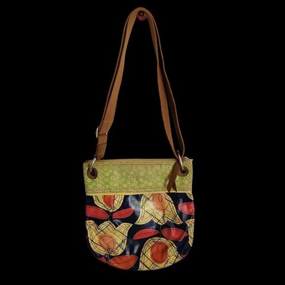 Vintage Fossil Floral Pattern Crossbody Bag With Adjustable Strap - Picture 2 of 6